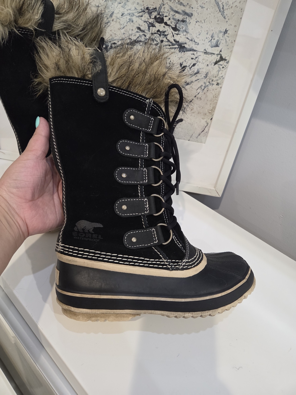 Sorel Joan of Arctic Faux Fur Suede Winter Boots Sz 6